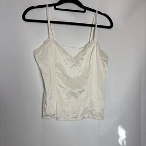 Lace Trim Cami Top Sleeveless‎ Adjustable Strap Layering Tank Top Ivory